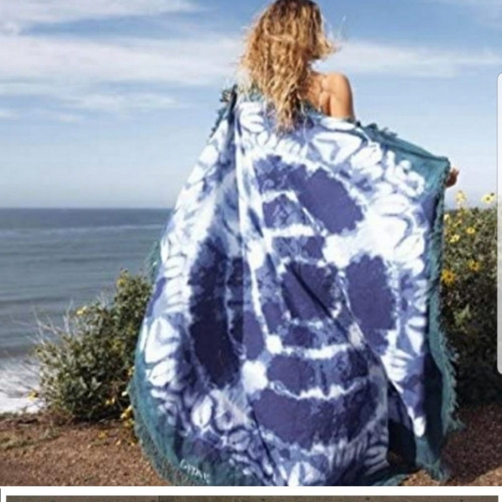 New Gypsy 05 Tie Dye The Roundie Fringe Trim Cotton Beach Blanket Cover Up